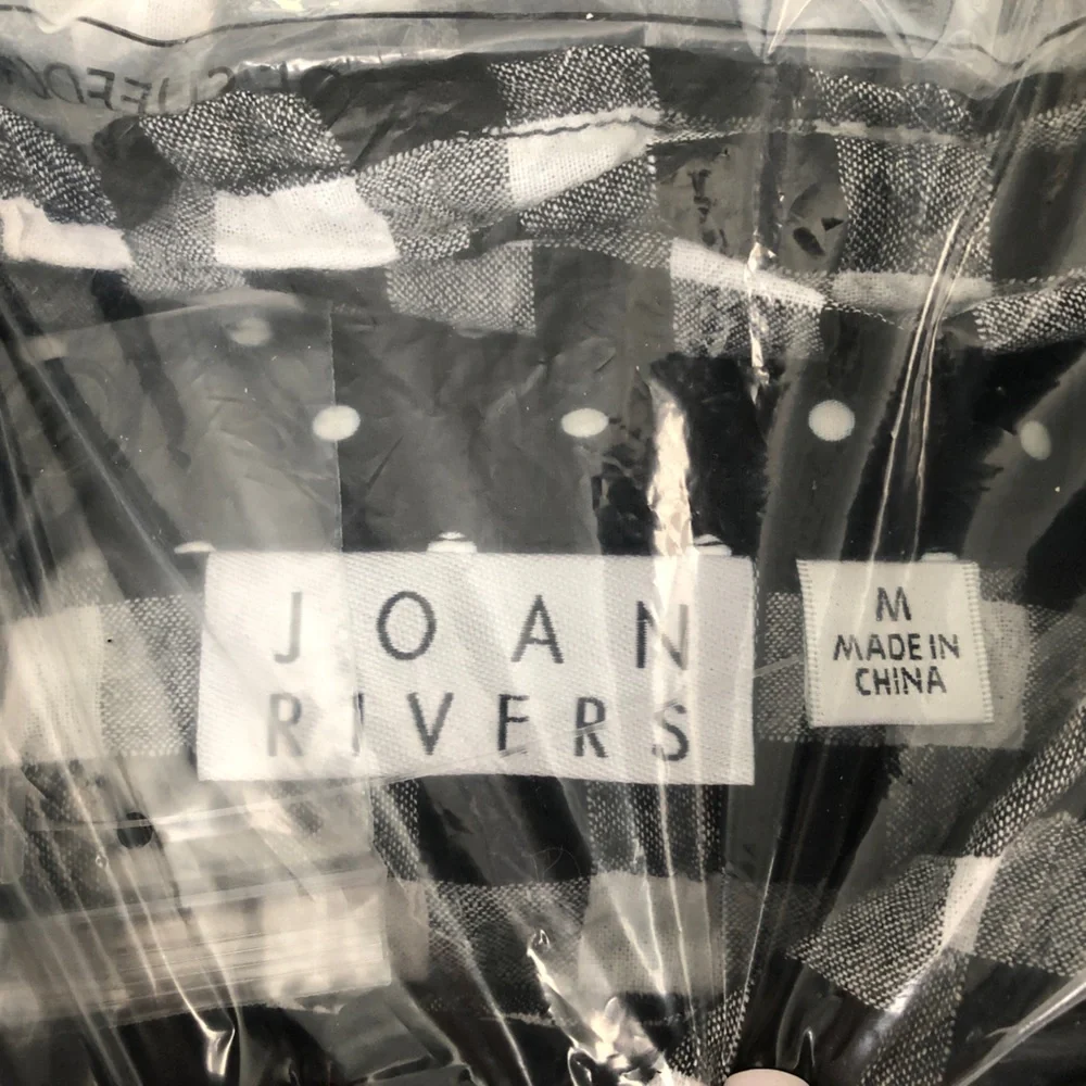 NWT Joan Rivers (from QVC) Gingham Short-Sleeve Shirt, Black & White, Size M - Picture 8 of 8